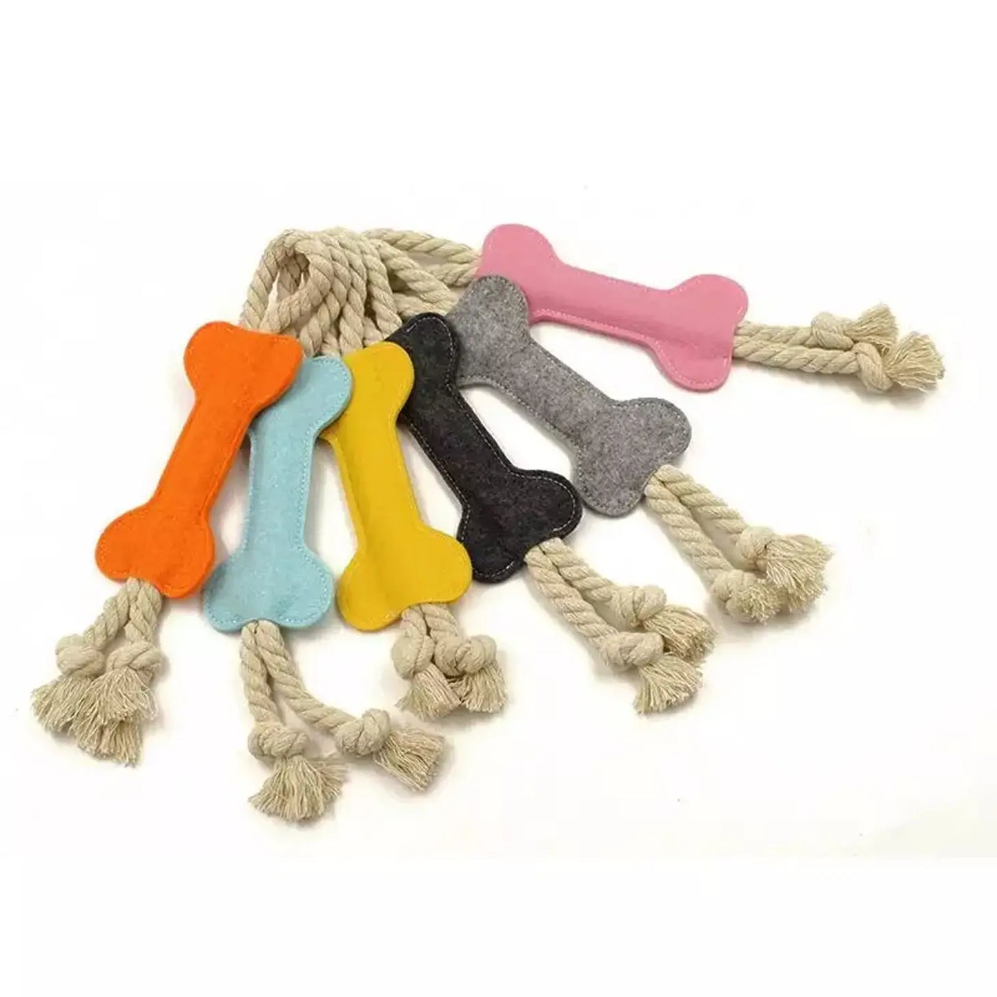 Dog Bone Plush Chew & Rope Pet Toy